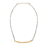 Faceted Gem Bead Necklace with Brass Bar