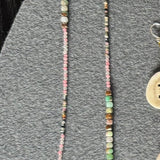 Tourmaline and Chrysoprase Bead Necklace with Carved Antler Pendant