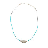 Faceted Turquoise Bead Necklace with Carved Antler Pendant