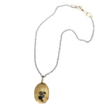 Brass Pendant with Turquoise Beads on Handmade Chain