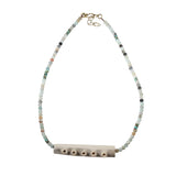 Matte Multi Gem Beaded Antler Flute Necklace