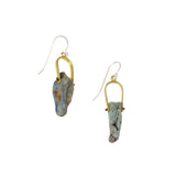 Brass Arch Earrings with Raw Kyanite