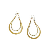 Layered Teardrop Brass Earrings with Green Garnet