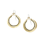 Layered Rounded Teardrop Brass Earrings with Green Garnet