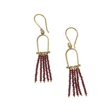 Brass Hollow Jellyfish Earrings with Garnet Beads