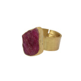 Rough Ruby Ring in Brass