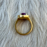 Custom Ancient 22k Gold Ring with Client's Star Ruby and Diamonds