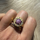 Custom Ancient 22k Gold Ring with Client's Star Ruby and Diamonds