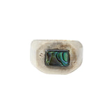 Rectangle Carved Antler Ring with Abalone Inlay