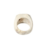 Rectangle Carved Antler Ring with Abalone Inlay