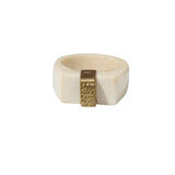 Carved Antler with Textured Brass Stripe Ring