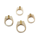 Carved Antler with Textured Brass Stripe Ring