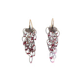 Garnet Loop Earrings in Oxidized Silver