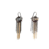 Gold and Silver Chain Dangle Earrings in Oxidized Silver