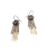 Gold and Silver Chain Dangle Earrings in Oxidized Silver