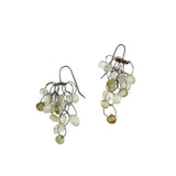 Prehnite Loop Dangle Earrings in Oxidized Silver