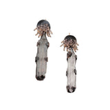 Rhodonite Dangly Post Earrings in Oxidized Silver