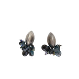 Blue Topaz Cluster Post Earrings in Oxidized Silver