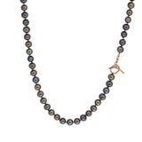 Grey Pearl Necklace with Toggle Clasp in 14k Rose Gold - 19"