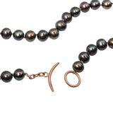 Grey Pearl Necklace with Toggle Clasp in 14k Rose Gold - 19"