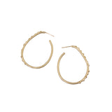 Oval Hoop Post Earrings in 14k Yellow Gold With Champagne Diamonds
