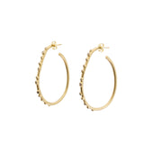 Oval Hoop Post Earrings in 14k Yellow Gold With Champagne Diamonds