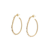 Oval Hoop Post Earrings in 14k Yellow Gold With Champagne Diamonds