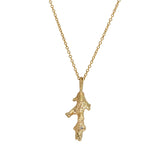 Organic Coral Pendant in 14k Yellow Gold with Champagne Diamond