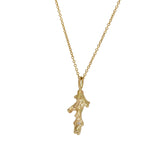 Organic Coral Pendant in 14k Yellow Gold with Champagne Diamond