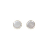 Small Biwa Post Earrings in Brushed Silver