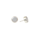 Small Biwa Post Earrings in Brushed Silver