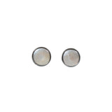 Small Biwa Post Earrings in Oxidized Silver