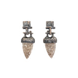 Fossil Fern Earrings in Oxidized Silver