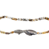 Tourmalinated Quartz Necklace with Leaves Clasp in Oxidized Silver