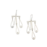 Flame Chandelier Diamond Dangle Earrings in Brushed Silver