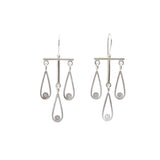Flame Chandelier Diamond Dangle Earrings in Brushed Silver