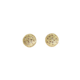 Organic Round Topography Post Earrings with Champagne Diamonds in 14k Yellow Gold