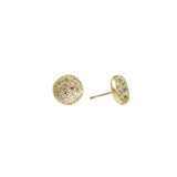 Organic Round Topography Post Earrings with Champagne Diamonds in 14k Yellow Gold