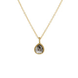 Rosecut Teardrop Salt & Pepper Diamond Sleeping Necklace in 18k Yellow Gold