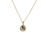Rosecut Teardrop Salt & Pepper Diamond Sleeping Necklace in 18k Yellow Gold