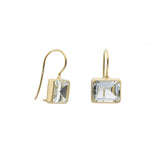 Open Back Rectangular Goshenite Earrings in 18k Yellow Gold