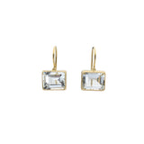 Open Back Rectangular Goshenite Earrings in 18k Yellow Gold