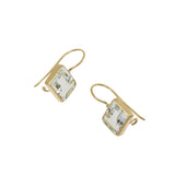 Open Back Rectangular Goshenite Earrings in 18k Yellow Gold
