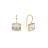 Open Back Rectangular Goshenite Earrings in 18k Yellow Gold