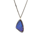 Large Morpho Wing Pendant in Oxidized Silver