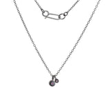 Double Dot Charm Necklace in Oxidized Silver with Pink Sapphires