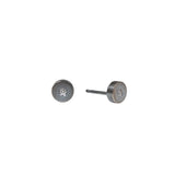 Dot Post Earrings in Oxidized Silver with White Diamonds
