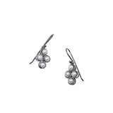 4 Pearl Charm Earrings in Oxidized Silver