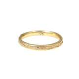 Narrow Silk Textured Band in 18k Yellow Gold