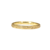Narrow Silk Textured Band in 18k Yellow Gold